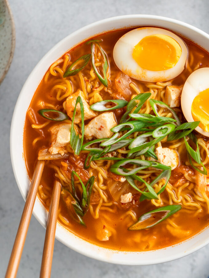 Quick Kimchi & Tofu Ramen Peanut Butter and Fitness