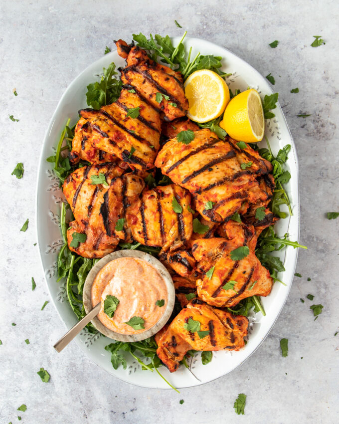 Harissa Grilled Chicken Thighs with Yogurt Dip Peanut Butter and Fitness