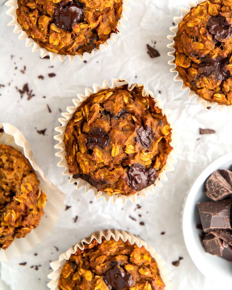 Pumpkin Chocolate Chunk Oatmeal Muffins