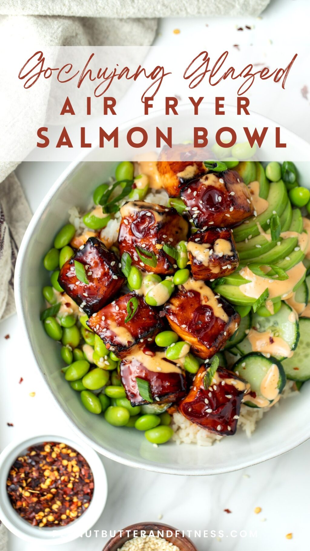 Air Fryer Teriyaki Salmon Bites Bowl - The Fit Peach