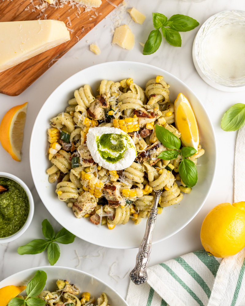 Pesto Chicken & Bacon Summer Pasta