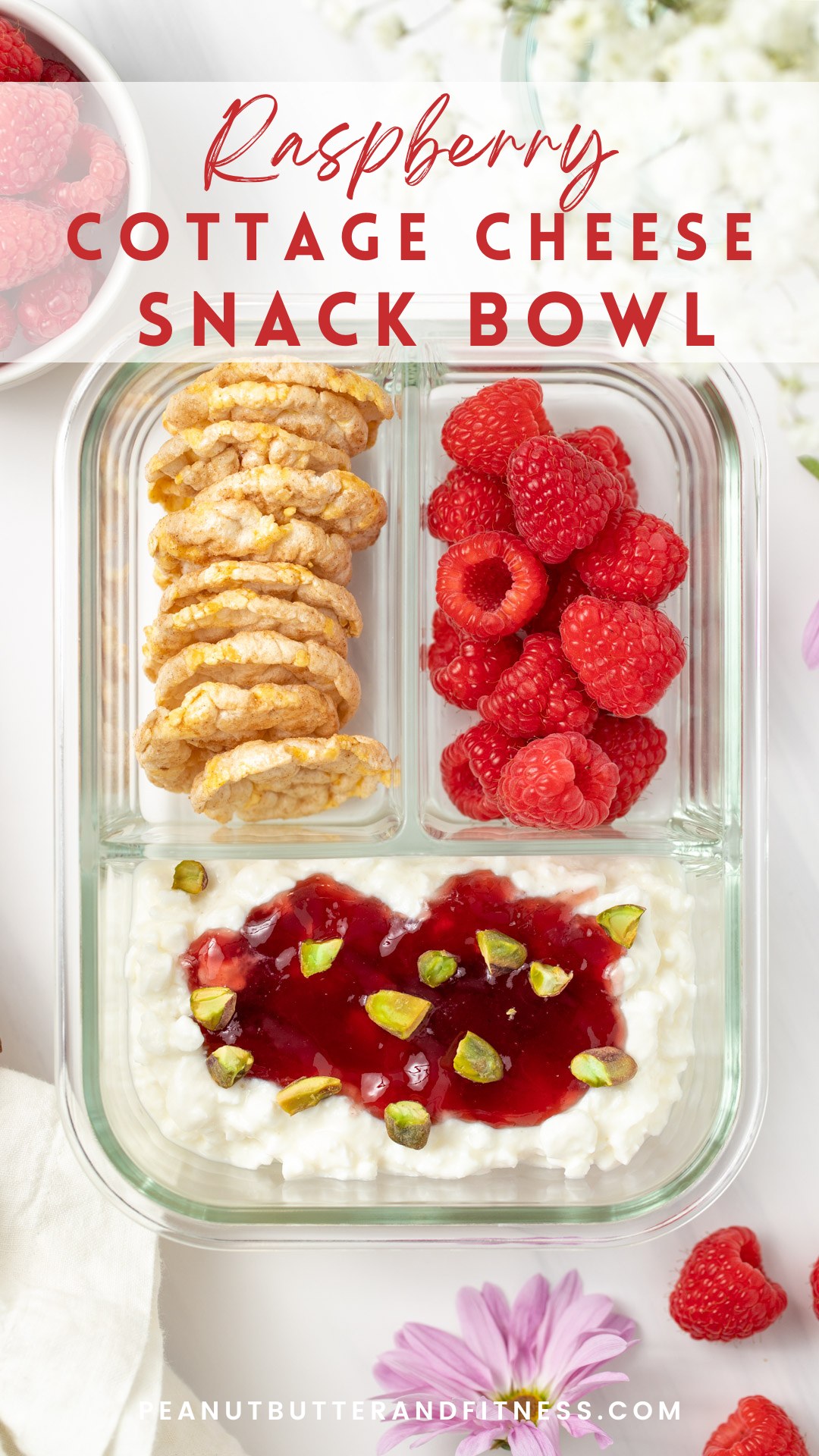 Raspberry Cottage Cheese Snack Bowl Peanut Butter and Fitness