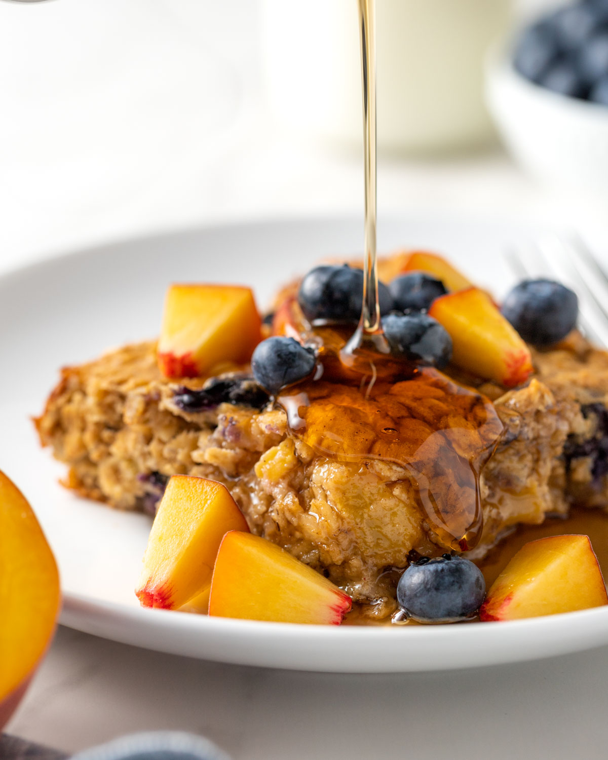 Peach Blueberry Baked Oatmeal