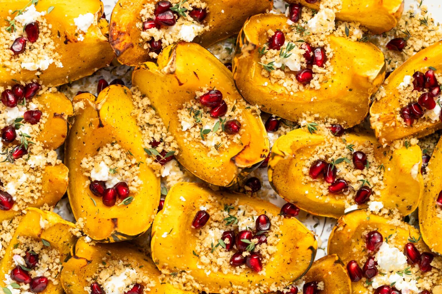 Roasted Carnival Squash with Herb Toasted Breadcrumbs Peanut Butter