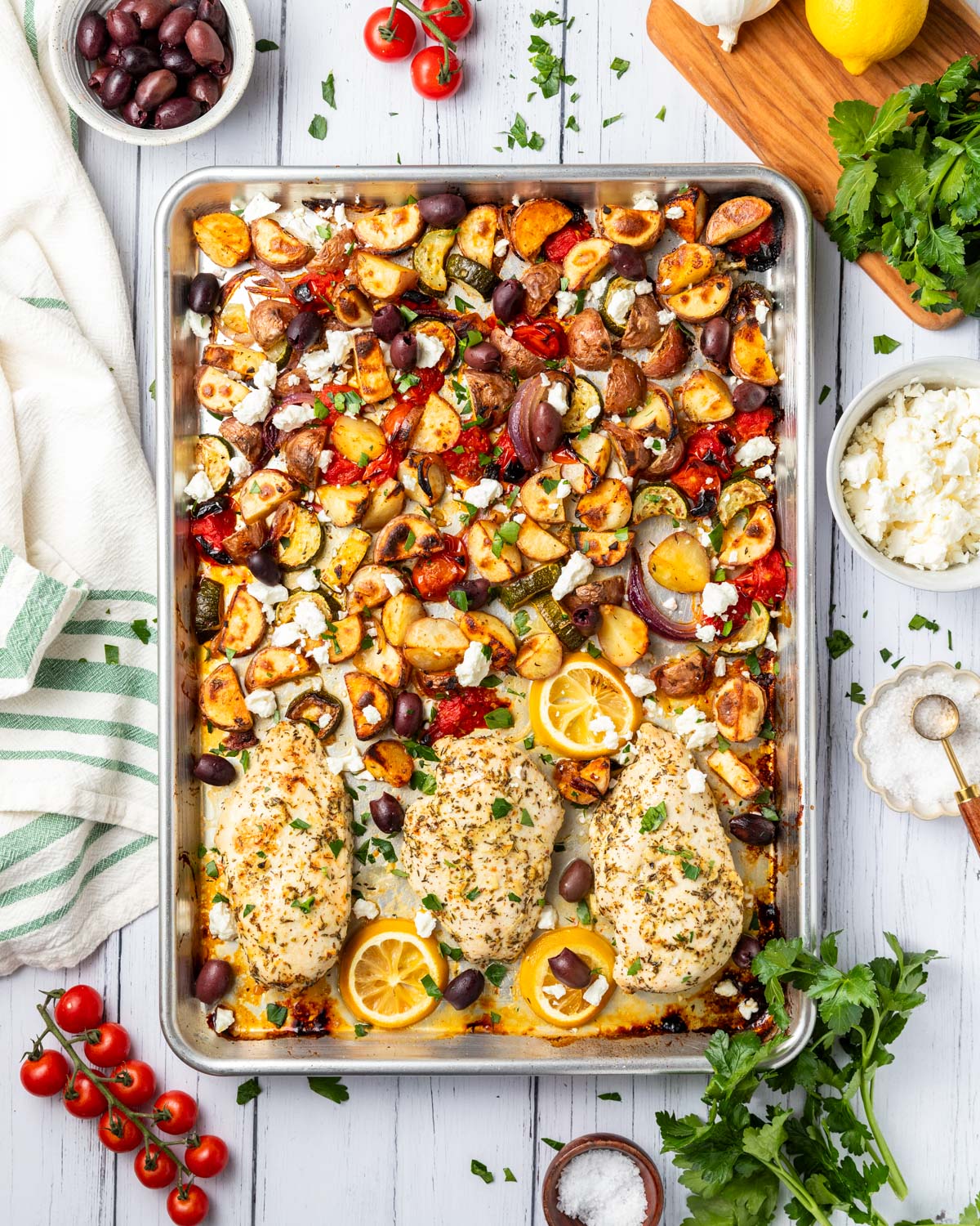Sheet Pan Greek Chicken Dinner