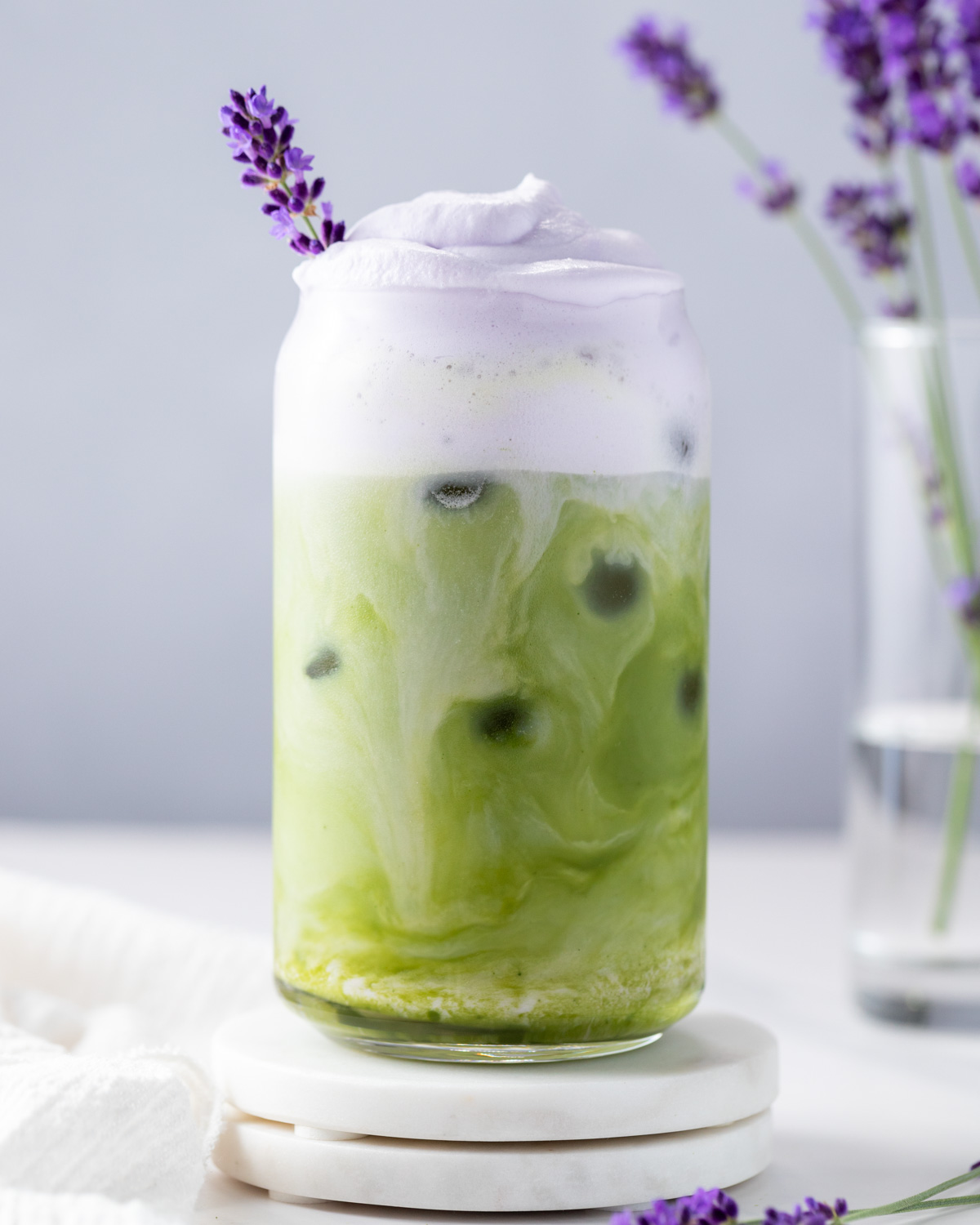 Lavender Cream Iced Matcha Latte