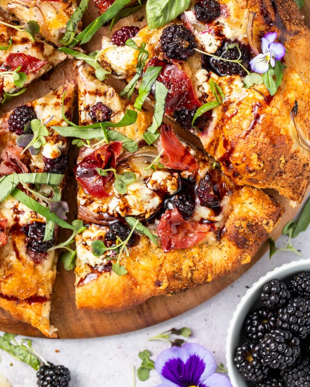 Peanut Butter and Fitness - Blackberry Prosciutto Grilled Flatbread Recipe