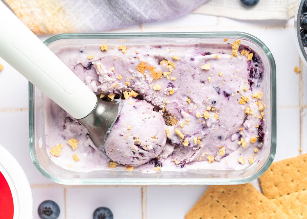 Blueberry Cheesecake Cottage Cheese Ice Cream