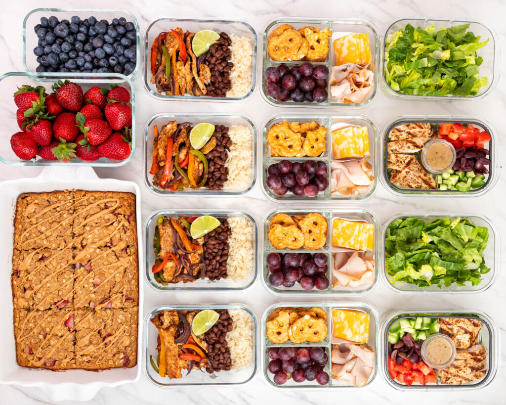 Weekly meal prep. Healthy meals arranged neatly for weekly meal plan