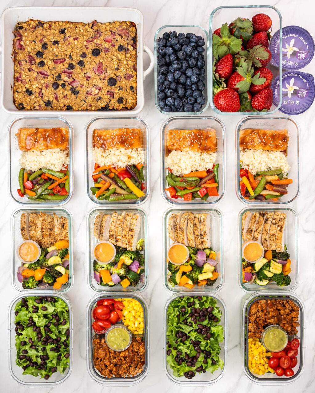 Meal prep spread - High Protein Weekly Meal Plan and Recipes