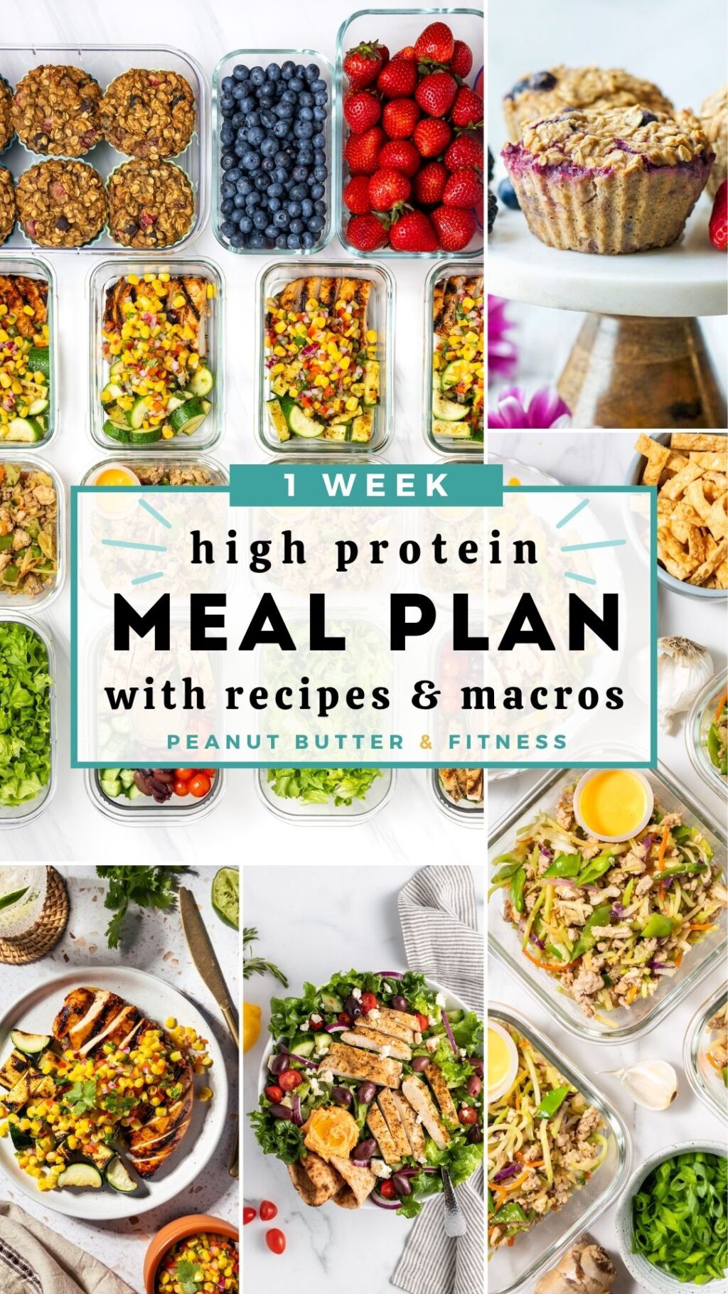 Ultimate high protein weekly meal prep plan with recipes, grocery lists, nutrition info, and scannable My Fitness Pal barcodes! Comes with a free printable weekly meal plan "bundle" with everything you need to prep this.