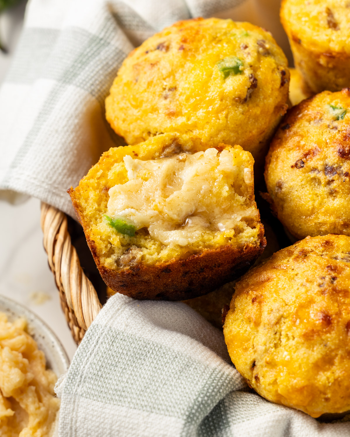 Sausage & Cheddar Cornbread Muffins