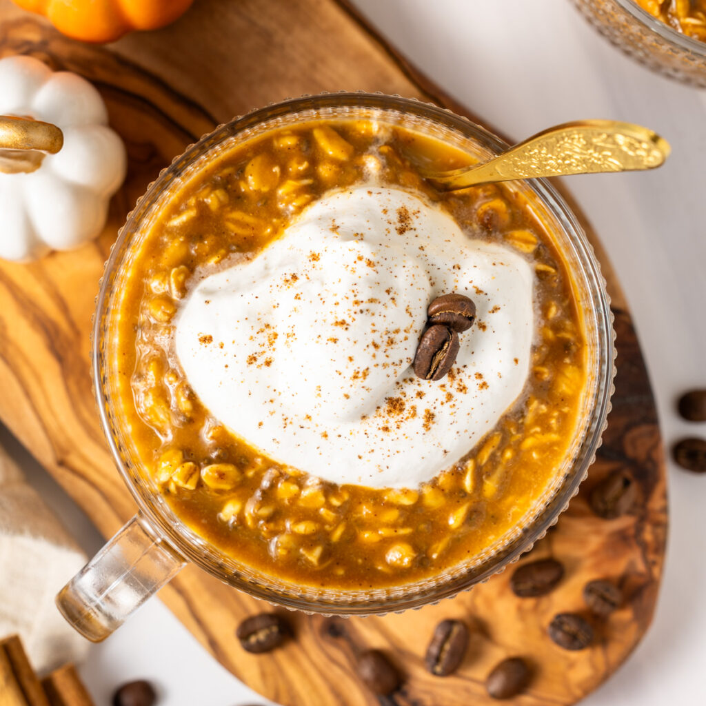 PSL Protein Overnight Oats. Bring the flavors of a classic Pumpkin Spice Latte to your high protein make-ahead breakfast, complete with the caffeine boost! These creamy overnight oats deliver 23 grams of protein per serving.