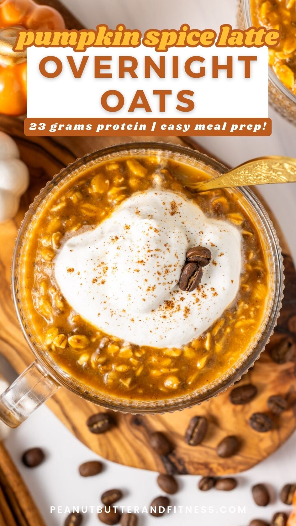 PSL Protein Overnight Oats. Bring the flavors of a classic Pumpkin Spice Latte to your high protein make-ahead breakfast, complete with the caffeine boost! These creamy overnight oats deliver 23 grams of protein per serving.